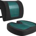 Amazon Basics Comfortable Seat Cushion & Lumbar Support for Office Chairs, Gel Enhanced Memory Foam, Non-Slip, Cooling, Portable, Pack of 2, Rectangular, Black