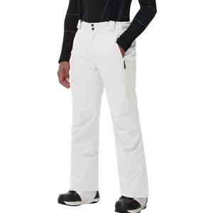 YEEFINE Men's Insulated Snow Ski Pants Waterproof Warm Winter Outdoor Snowboard Bibs with Suspenders (Large, White)
