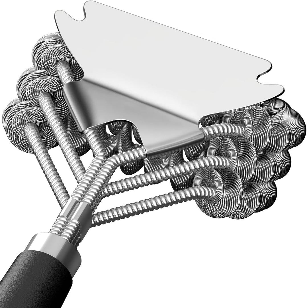 Grill Brush and Scraper, No Bristles Safety Barbecue Brush for Outdoor Barbecue Cleaning Stainless Steel Grill Brush for Grill Cleaning Barbecue Accessories Gift for Men (17inch-Coil)