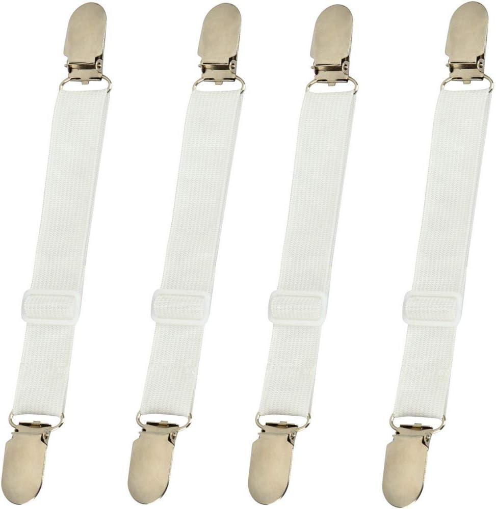 Bed Sheet Clips Straps Sheet Holder Mattress Clips, 4 Pcs Adjustable Elastic Bed Sheet Grippers Straps Suspender Fasteners Holder