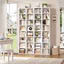 FOTOSOK White Bookshelf 8-Tier Media Tower Rack, 11.6 X 9.3 X 70.9 Inches CD DVD Slim Storage Cabinet with Adjustable Shelves, Tall Narrow Bookcase Display Bookshelf for Home Office, White