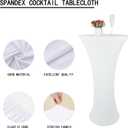24x43 Inch White Spandex Cocktail Table Cloth Fitted Round Bar Table Stretch Highboy Cocktail Table Covers for Banquet Outdoor Party Wedding Bar Round Bottom White