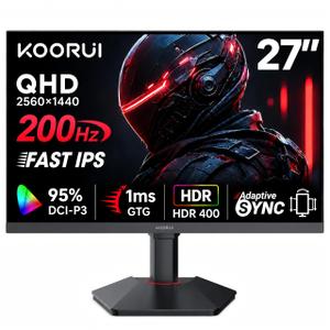 KOORUI 27-Inch 1440p Gaming Monitor, 200Hz 1ms, Fast IPS, HDR400