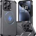 ESR for iPhone 15 Pro Case with Stand, 23 ft Military-Grade Drop Protection, Heavy Duty Magnetic Phone Case, Compatible with MagSafe Accessories, Cyber Series, Grey