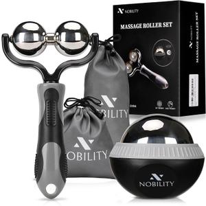 Nobility Massage Ball Roller– Ice Cold and Hot for Deep Tissue and Sore Muscle Relief of Stiffness and Stress, Body, Neck, Back, Foot, Plantar Double Grey