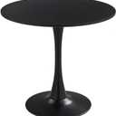 27.3" Tulip Dining Table, Black, Perfect for 2-4 People, Mid-Century Modern Style, Round MDF Top with Sturdy Base for Dining Room, Living Room, Cafe
