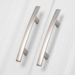 Homdiy 20 Pack Solid Zinc Alloy Cabinet Handles, 3 Inch Hole Center Cabinet Pulls, Brushed Nickel Arch Drawer Pulls Modern Hardware for Kitchen Bathroom Cupboard