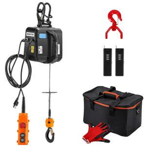 NEWTRY Electric Hoist PRO with Single/Double Hook, 1100lb Electric Winch 110v 120v, 2 Wireless Remote Control & Cable Remote Control for Garage, Warehouse, Factory