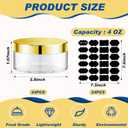 Dandat 24 Pcs 4 oz Plastic Jar Container with Lid and Label Refillable Empty Round Clear with Gold PET Cosmetic Sample Slime Containers for Lotion, Cream, Ointments, Body Butter, Makeup Travel Storage