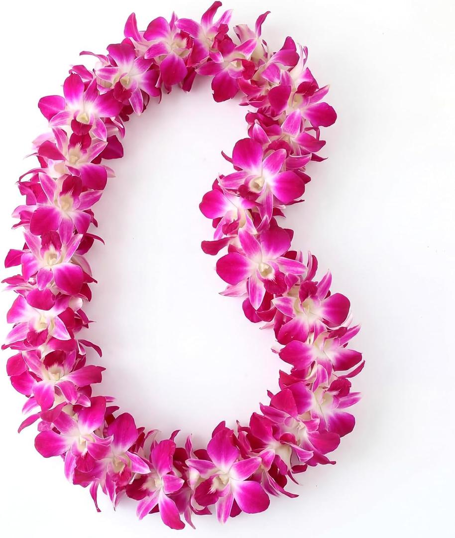Sosation Purple Hawaiian Leis Graduation Orchid Leis for Class of 2026 Hawaii Floral Necklace Dendrobium Orchid Tropical Luau Party Supplies for 2026 Congrat Grad Party Summer Beach Vacations