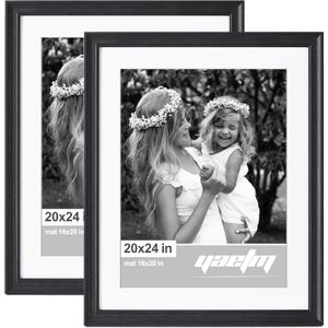 Yaetm 20x24 Gold Picture Frame Matted to 16x20 Set of 2, 1.4 Wide Molding & Rustic Gold Frames for Wall Gallery, Home and Office, Wall Mounting, 2 Pack