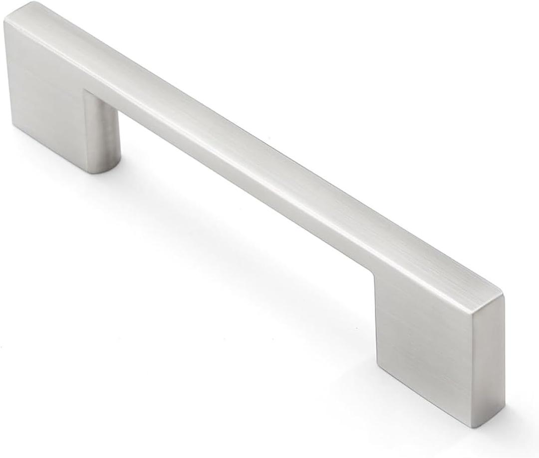 10 Pack Brushed Nickel Cabinet Pulls 3 3/4 inch Square Silver Handles Drawer Kitchen Cupboard Dresser Cabinet Hardware
