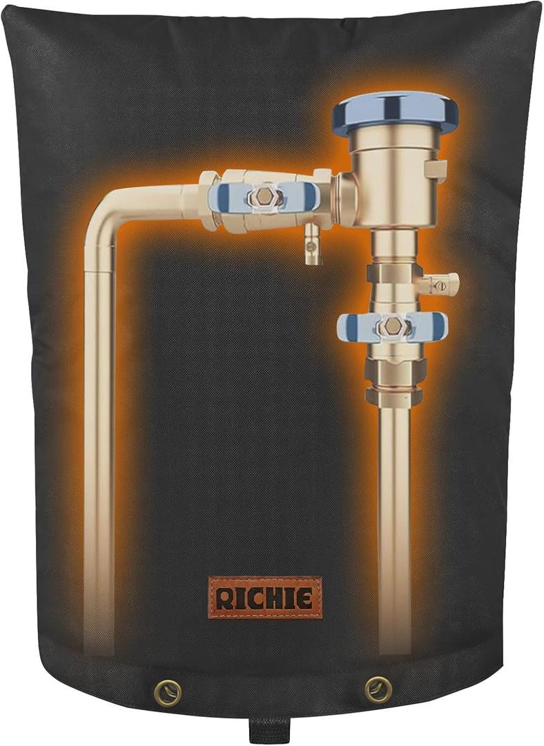 RICHIE Backflow Preventer Cover (5°F) Heavy-Duty 5-Layer Insulated Enclosure, Freeze & All-Weather Protection for Outdoor Pipe, Irrigation Sprinkler Valve, Well Water Pump & PVB, 16" Wx20 H Black