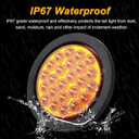 Partswcgg 4Pcs 4 Inch Round Amber Strobe Lights 24 LED Trailer Tail Lights with Stobe Solid Flash Patterns for Truck Towing Trailer Lamps Warning Waterproof w/Grommets and 3 Prong Plug 10V-30V