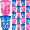 Qinyoung 24 Pcs Cartoon Party Decoration Cups 16oz Reusable Plastic Cups Cartoon Themed Birthday Party Favor Tumblers Bulk for Smoothie Juice Ice Coffee, Blue, Pink