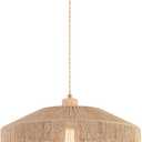 Coastal Large Woven Pendant Light Fixture 17.8 inch One-Light Adjustable Natural Hemp Rope Cage Pendant Lighting for Kitchen Island Dining Room Living Room Farmhouse