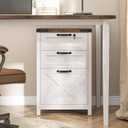 Halitaa 3 Drawer Small File Cabinet with Lock, Farmhouse Vertical Filing Cabinet Fits Letter and A4 Size, Under Desk Wooden File Cabinets for Home Office, Printer Stand, Rustic White
