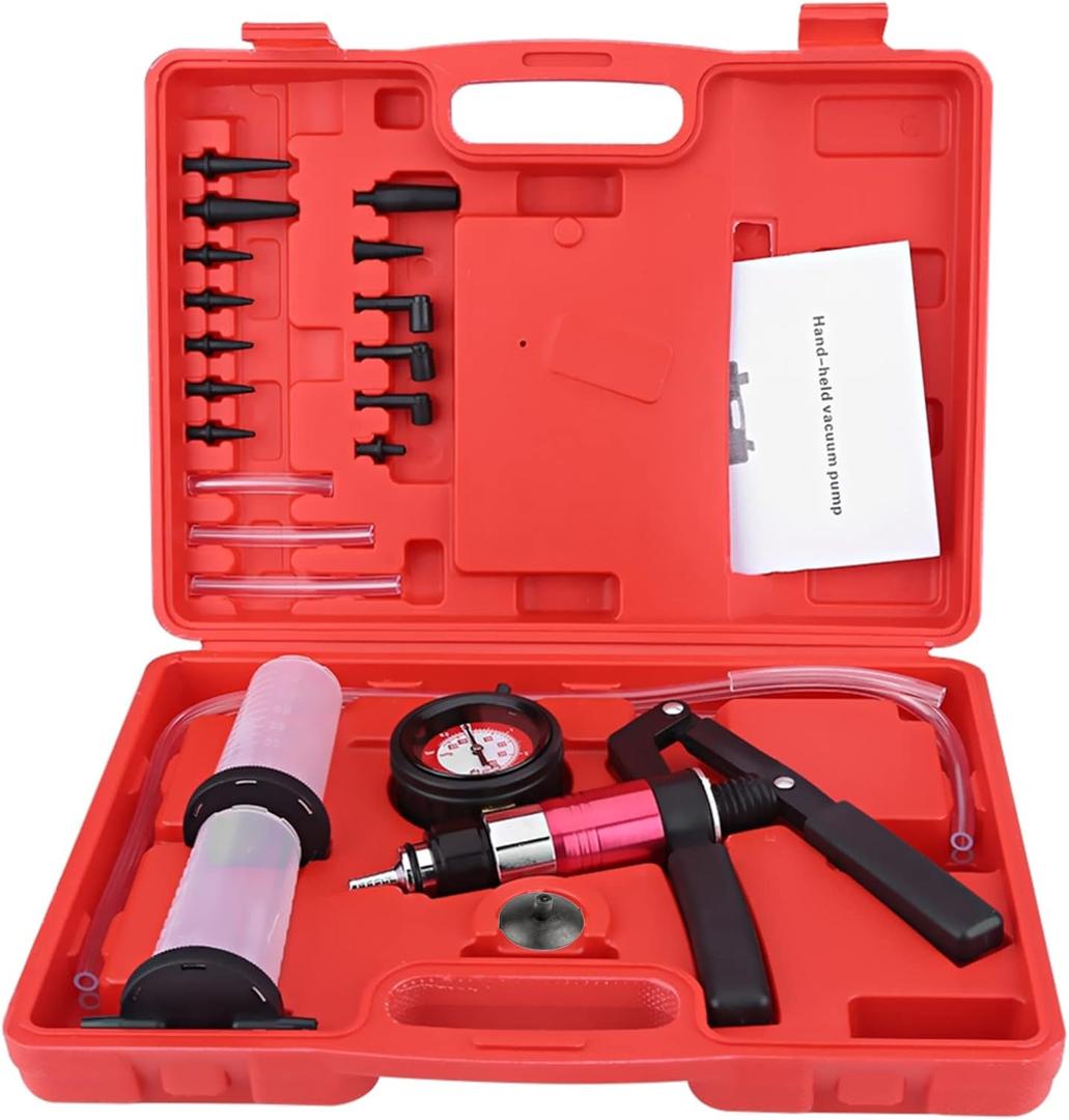 Ventilation Kit Brake, Manometer Hand Vacuum Pump Tester Set with Adapters Fluid Brake Replacement Tool Clutch Ventilation System, for Cars, Motorcycles, Trucks