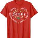 Blessed Thankful Family Thanksgiving T-Shirt (Red) XS