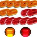 14PCS 4" Rectangle LED Marker Lights for Trailers & RV Exterior, 7 Amber & 7 Red Side Clearance Lights Kit, Waterproof Surface Mount LED Trailer Lights for Truck, Enclosed Trailer, DOT Approved 12V