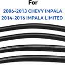 Window Visors Rain Guards for 2006-2013 Chevy Impala, Out-Channel Window Vent Wind Deflectors Visors Shades for 2014-2016 Impala Limited