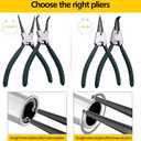 Snap Ring Pliers Set, 4pcs 7" Internal/External Circlip Pliers Kit with Straight/Bent Jaw, Heavy Duty Precision Spring Loaded Pliers for Ring Remover Retaining and Remove Hoses, Gaskets