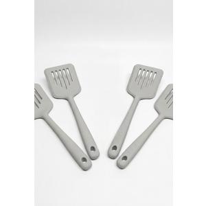 4 x set of light gray, flexible silicone slotted turners