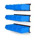 Ultrawall Wall Mounted Storage Bins, Plastic Hanging Storage Organizer Bins, Garage Tool Storage System for Screws, Nuts, Bolts, Nails, and Small Hardware Parts, 12x bins & 3 x rails, Blue : Tools & Home Improvement
