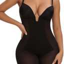 SHAPERIN Backless Shapewear Strapless Bodysuit Bra Fajas U Plunge Tummy Control Low Back Full Body Shaper Corset for Women Large