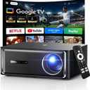 3000 ANSI Google TV Smart Projector - 4K Projector with WiFi and Bluetooth, 20W HiFi Speakers Outdoor Movie Proyector, Auto Focus & Keystone Projector for Home Theater Indoor