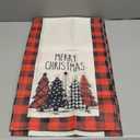 Artoid Mode Watercolor Red and Black Buffalo Plaid Christmas Trees Merry Xmas Table Runner, Seasonal Winter Holiday Kitchen Dining Table Decoration for Indoor Outdoor Home Party Decor 13 x 90 Inch