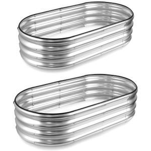 JERIA Raised Garden Bed,Galvanized Raised 2 Pcs 421ft Planter Boxes Outdoor with Easy Assembly, Large Garden Bed for Vegetables, Fruits, Flower (421ft 2pcs)