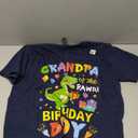 Grandpa of The Birthday Boy T-Rex Funny Dinosaur Boy Party T-Shirt, Medium, Dark Blue