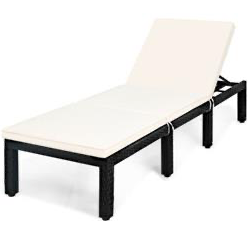 Gymax Patio Cushioned Rattan Lounge Chair Chaise Couch w/ Adjustable Height Outdoor
