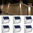 JSOT Outdoor Solar Lights - Solar Powered Deck Lights Waterproof Light for Fence Post Light Outside for Backyard Patio Stair Wall Lighting, 3LED Cool Light 6 Pack