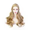 MORTICIA 28inch Princess Long Wave Natural Platinum Blonde Wig for Women Halloween Cosplay Costume (Blonde Wig)