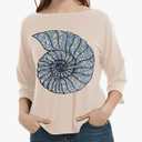 PESION Women's Sparkly Sequin Heart Love Shirts 3/4 Sleeve Loose Tunic Tops Boat Neck Love T-Shirt Tees Medium