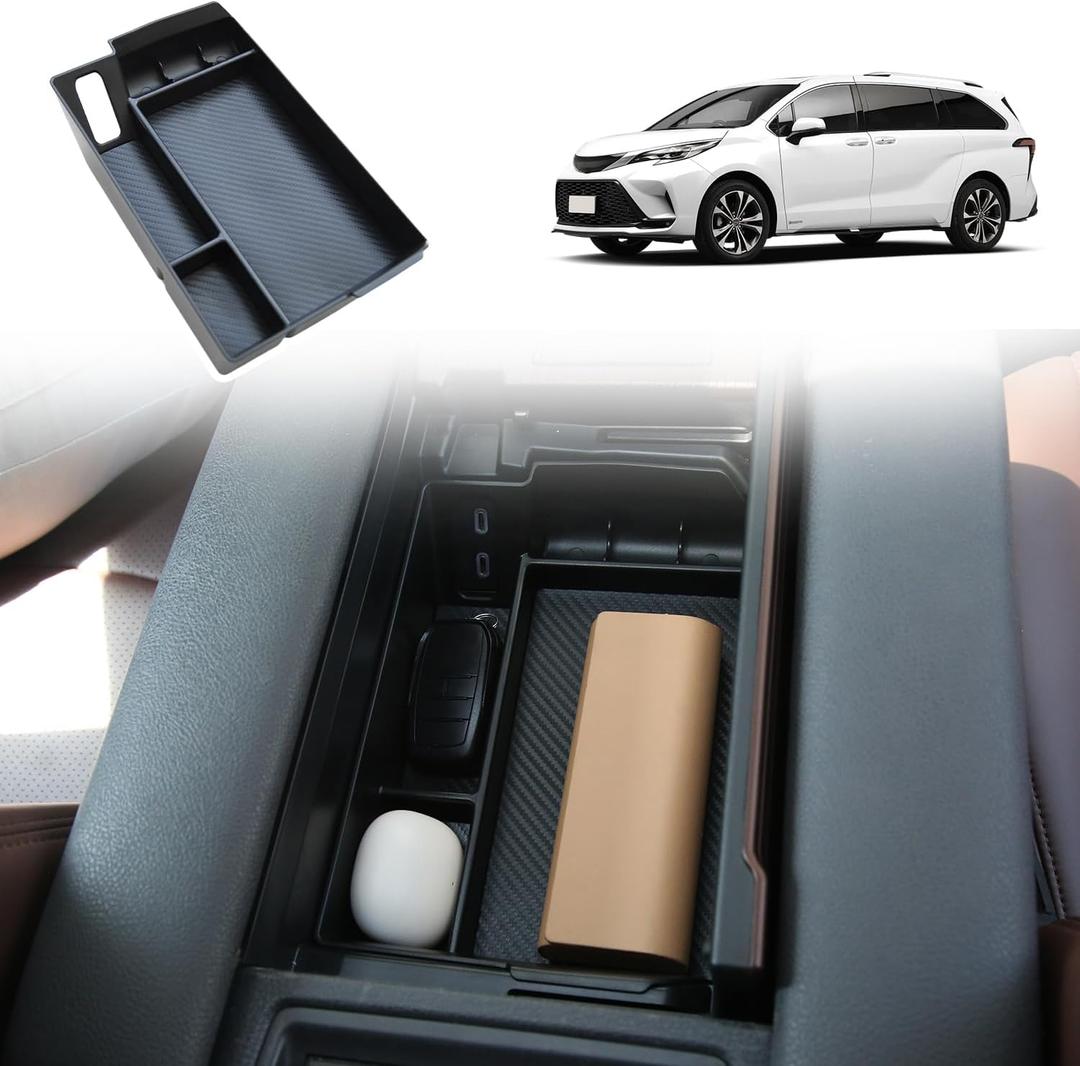 Center Console Organizer Tray Compatible with 2021-2025 Toyota Sienna, Armrest Box Secondary Storage Tray Coin Container for Sienna LE Limited Platinum SE XLE XSE