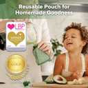 haakaa Yummy Pouch Reusable Baby Food Pouch, Reusable Pouches for Toddlers Kids Squeezable Pouch, Washable Freezer - Make Homemade Organic Food for Babies/Toddlers, 4oz,6m+(Pea Green)