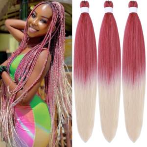 Ombre Blonde Braiding Hair ez braid pre stretched hypoallergenic braiding hair Extensions for Knotless Box Braids 3 Packs