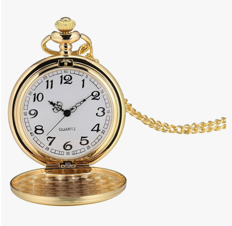 I-MART Smooth Vintage Pocket Watch with Chain (Gold)