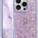 EYZUTAK for iPhone 11 Case, Luxury Bling Shiny Glitter Sequin Phone Case with Sparkly Crystal Diamonds Rhinestone Border Aesthetic Cute Slim Soft Durable TPU Protective Cover for Women Girls-Purple