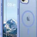 SUPFINE Magnetic for iPhone 17e Case/iPhone 16e Case with Screen Protector (Compatible with MagSafe)(Military Grade Drop Protection) Translucent Matte with Anti-Fingerprint Phone Case,Blue Purple