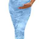 Milumia Strapless Maternity Wedding Guest Dress Summer Baby Shower Dress | Floral,Photography Dress,Maxi Length,Mom To Be,Plus Size Baby Shower Dress,Maternity Dress (Blue, L)