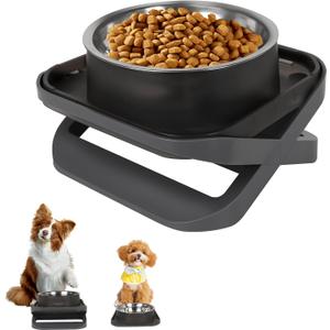 Raised Dog Bowls for Small & Medium Dogs, Adjustable Elevated Stainless Steel Food or Water Bowl, No Spill Non-Slip Dog Feeder Stand for Pets (Starry Gray)