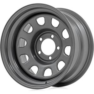 Rough Country Gray Steel Wheel - 15x8, 5x4.5 Bolt Pattern, 19mm Offset, 3.30 Bore, Heavy-Duty D-Window Off-Road Rim for Trucks & Jeeps
