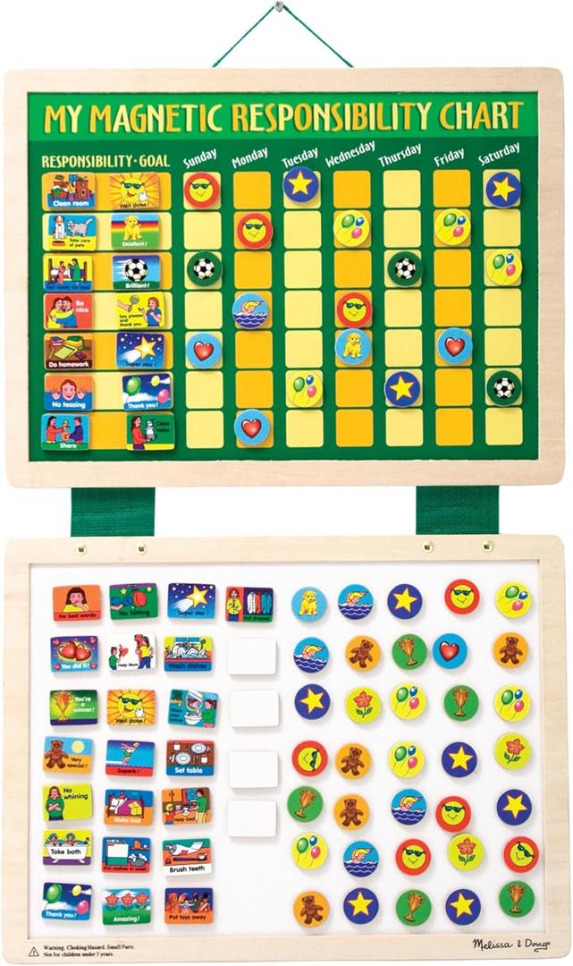 Melissa & Doug Deluxe Wooden Magnetic Responsibility Chart with 90 Magnets