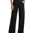 Promover Wide Leg Pants Woman Yoga Pants with Pockets Loose Stretch Casual Lounge Sweatpants Women Fashion Clothing(Black,Large,Regular)
