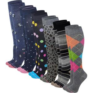 Women's Compression Socks Therapeutic Graduated (Pack of 6 Pairs) (Assorted #BD)