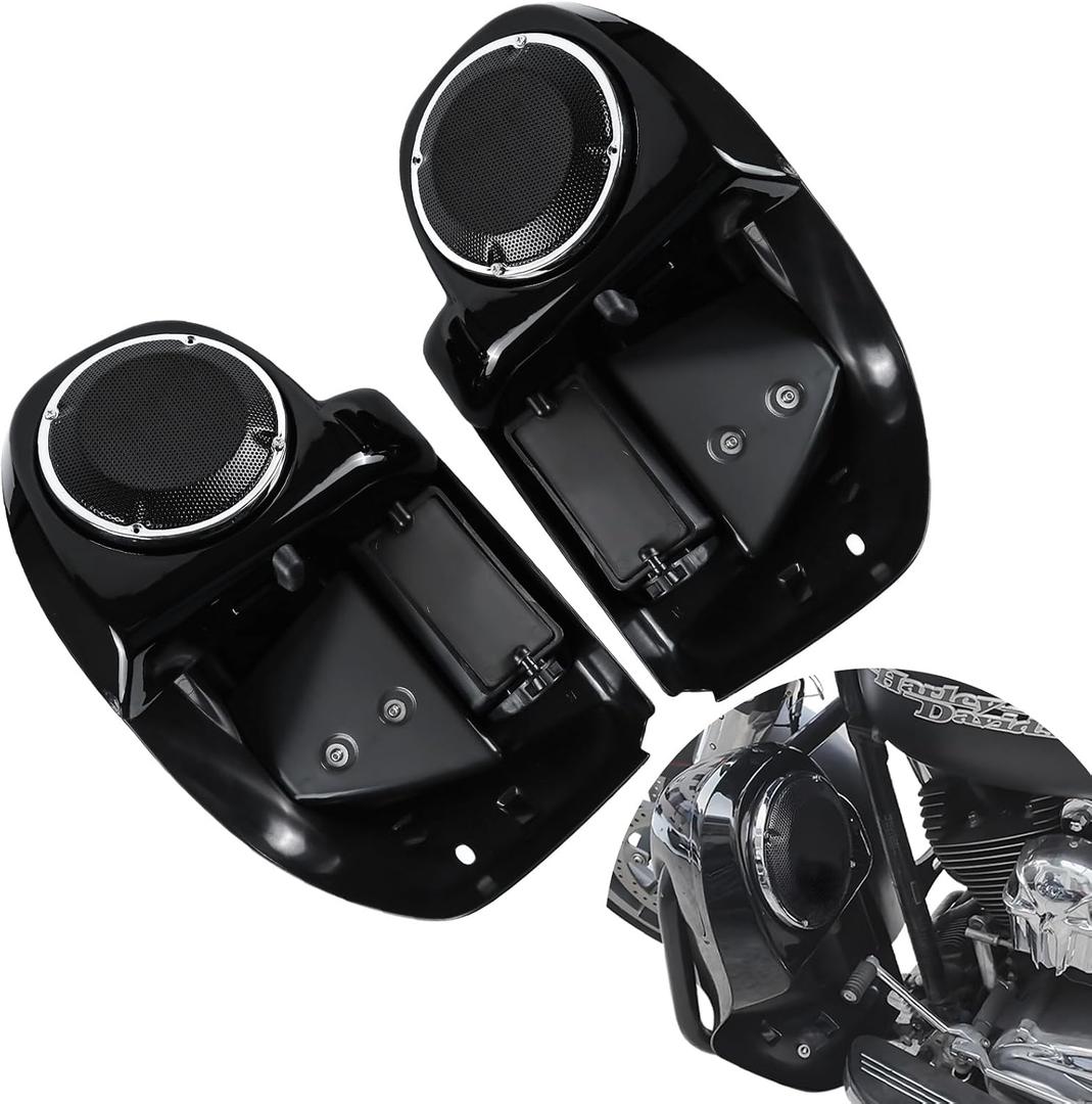 Vented Leg Fairings with Speaker Boxes Pods,Vivid Black Lower Vented Leg Fairings for Harley Touring Road King Glide, Street Glide, Electra Glide, Ultra-Classic 2014-2023 Accessories